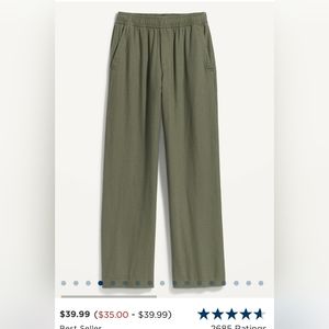 High waisted Wide leg linen pants from old navy in olive green